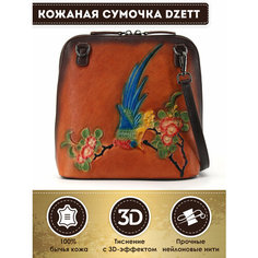 Сумка кросс-боди Dzett, фактура тиснение, коричневый, синий