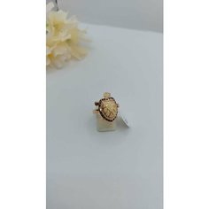 Кольцо, искусственный камень, размер 19, золотой, желтый