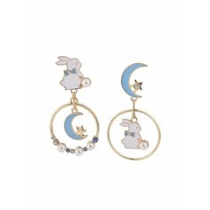 Серьги непарные, акрил, золотой, белый, голубой be Self True Jewel