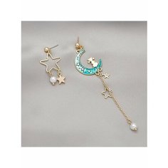 Серьги непарные, акрил, золотой, зеленый, бирюзовый be Self True Jewel