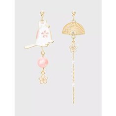 Серьги непарные, акрил, золотой, желтый, розовый, белый be Self True Jewel