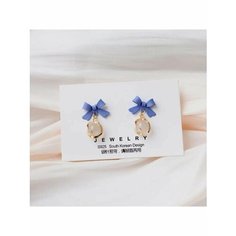 Серьги непарные, акрил, золотой, белый, синий be Self True Jewel