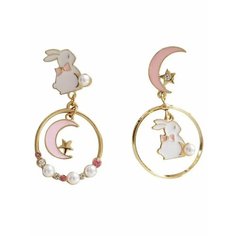 Серьги непарные, акрил, золотой, белый, розовый be Self True Jewel