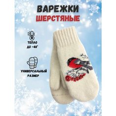Варежки для женщин, размер 6-8, белый Без бренда