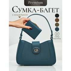 Сумка багет Chrisbella, синий/синий бархат