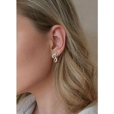 Серьги XUPING JEWELRY, фианит, искусственный камень, кристалл, размер 22 мм, белый, золотой, желтый