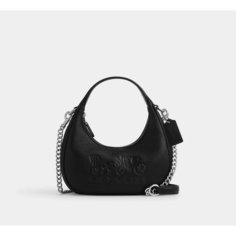 Сумка хобо Coach, фактура матовая, зернистая, черный