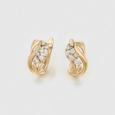 Серьги XUPING JEWELRY, фианит, искусственный камень, кристалл, размер 16 мм, белый, золотой, желтый
