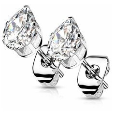 Серьги пусеты Spikes, фианит, искусственный камень, прозрачный