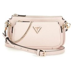 Сумка кросс-боди GUESS, фактура зернистая, тиснение, бежевый