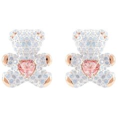 Серьги пусеты SWAROVSKI, кристаллы Swarovski, золотой, белый, розовый