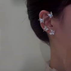 Серьги каффы, серебряный Монинг