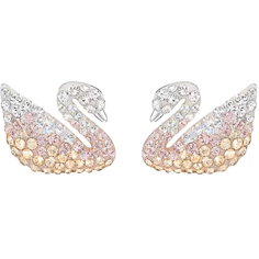 Серьги пусеты SWAROVSKI, кристаллы Swarovski, золотистый/серебристый