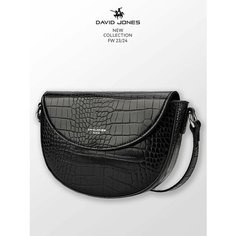 Сумка кросс-боди DAVID JONES, фактура зернистая, плетеная, чёрный