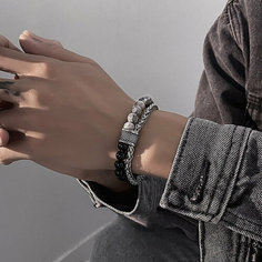 Браслет Accessori, тигровый глаз, 10 шт., размер 20 см, размер one size, диаметр 10 см, белый