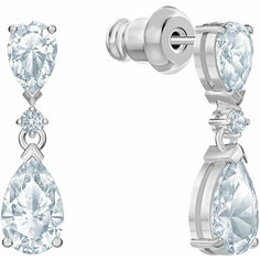 Серьги с подвесками SWAROVSKI, кристаллы Swarovski, размер 20 мм, серебристый/белый