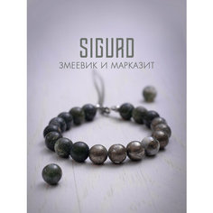 Браслет-нить SIGURD, марказит, змеевик, 1 шт., размер 16 см, зеленый, золотистый, черный