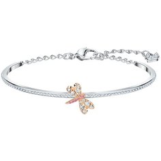 Жесткий браслет SWAROVSKI, кристаллы Swarovski, размер 16.5 см, диаметр 5.9 см, серебристый, розовый, золотистый