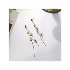 Серьги пусеты, эмаль, белый, золотой, бесцветный, желтый be Self True Jewel