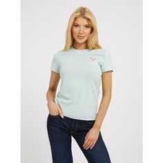 Футболка GUESS SS CN Mini Triangle Tee, размер S, синий/зеленый
