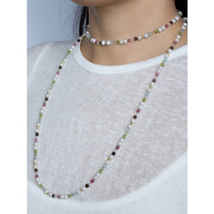Чокер JEWELRY A VENTO, жемчуг пресноводный культивированный, раухтопаз, хризолит, горный хрусталь, кварц, жемчуг барочный, гематит, топаз, цитрин, длина 50 см, голубой, золотой, мультиколор, зеленый, желтый
