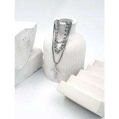 Колье Fashion jewelry, стекло, длина 35 см, серебристый