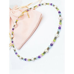 Чокер JEWELRY A VENTO, циркон, аметист, жемчуг культивированный, хризолит, гематит, топаз, длина 35 см, мультиколор