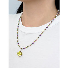 Колье JEWELRY A VENTO, циркон, аметист, жемчуг культивированный, хризолит, гематит, топаз, длина 50 см, розовый, мультиколор, фиолетовый, лиловый