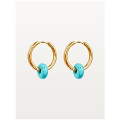 Серьги с подвесками Strekoza Collection, бирюза, размер 21 мм, золотой