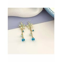Серьги пусеты, эмаль, белый, голубой, золотой, синий, желтый be Self True Jewel