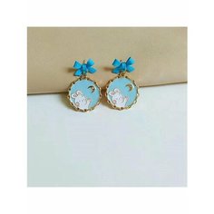 Серьги непарные, акрил, голубой, белый, золотой be Self True Jewel