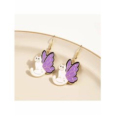 Серьги, эмаль, белый, золотой, фиолетовый be Self True Jewel
