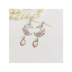 Серьги пусеты, эмаль, белый, золотой, розовый, серебряный be Self True Jewel