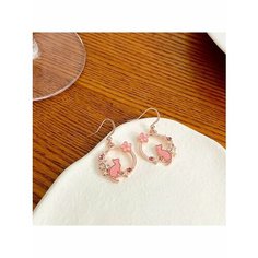Серьги, эмаль, розовый, золотой be Self True Jewel