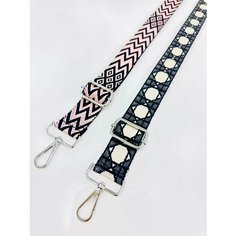 Ремень для сумки , 2 шт, фактура рельефная, гладкая, розовый, черный, бежевый Vikky Well