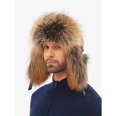 Шапка ушанка LUXURY FUR HATS кожаная с мехом для мужчин, размер 59-61, оранжевый, черный