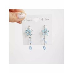 Серьги пусеты, эмаль, белый, голубой, синий, серебряный be Self True Jewel