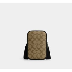 Сумка кросс-боди Coach, фактура зернистая, коричневый/золотой