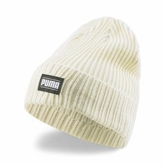 Шапка бини PUMA Ribbed Classic Cuff Beanie для взрослых и детей, размер ADULT, бежевый