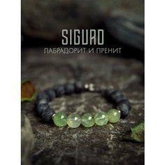 Браслет-нить SIGURD, пренит, лабрадорит, 1 шт., размер 19 см, черный/зеленый