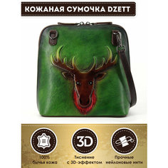 Сумка кросс-боди Dzett, фактура тиснение, зеленый