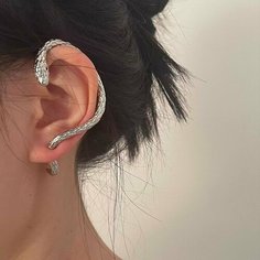Серьги каффы, серебристый Монинг
