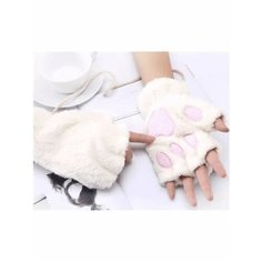 Перчатки для женщин, размер Длина 18,5 см., белый Gloves Mittens