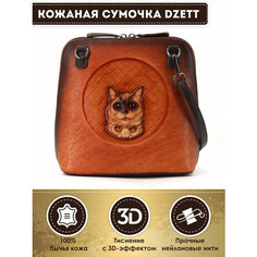 Сумка кросс-боди Dzett, фактура тиснение, коричневый
