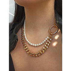 Колье JEWELRY A VENTO, жемчуг культивированный, длина 50 см, жемчужный/золотистый