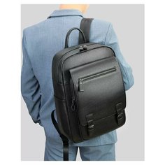 Рюкзак GENUINE LEATHER, черный зернистый