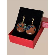 Серьги с подвесками, стекло, золотистый/желтый Fa Bi S