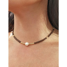 Чокер JEWELRY A VENTO, раухтопаз, длина 55 см, коричневый