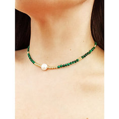 Чокер JEWELRY A VENTO, малахит, длина 35 см, зеленый/золотой