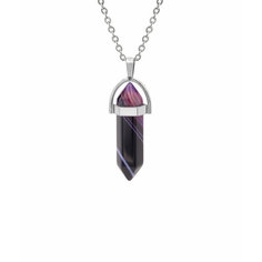 Колье SILVARIE, агат, длина 50 см, серебряный, фиолетовый